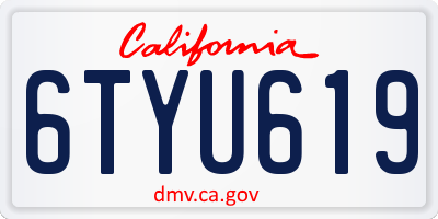 CA license plate 6TYU619