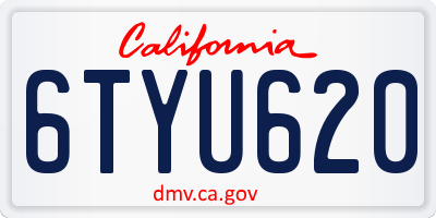 CA license plate 6TYU620