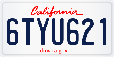 CA license plate 6TYU621