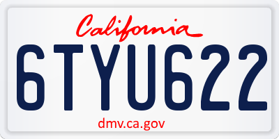 CA license plate 6TYU622