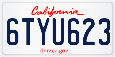CA license plate 6TYU623