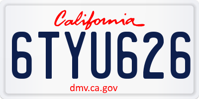 CA license plate 6TYU626
