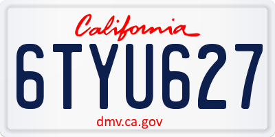 CA license plate 6TYU627