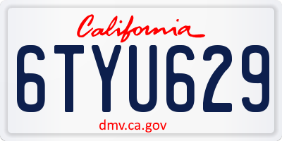 CA license plate 6TYU629