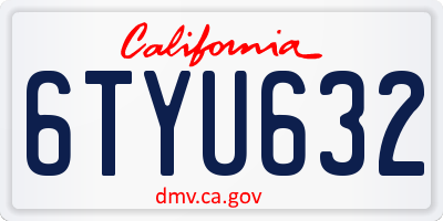 CA license plate 6TYU632