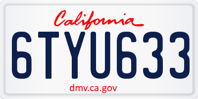 CA license plate 6TYU633