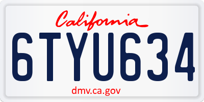 CA license plate 6TYU634