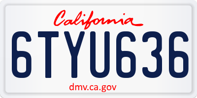 CA license plate 6TYU636