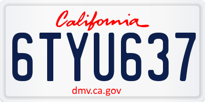 CA license plate 6TYU637