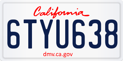 CA license plate 6TYU638