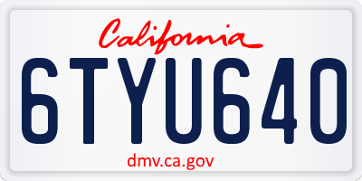 CA license plate 6TYU640