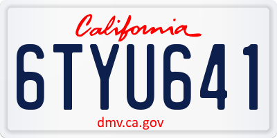 CA license plate 6TYU641