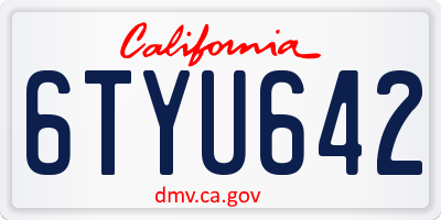 CA license plate 6TYU642
