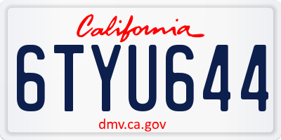 CA license plate 6TYU644