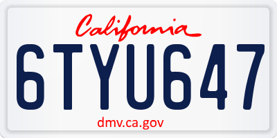 CA license plate 6TYU647