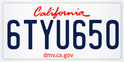 CA license plate 6TYU650