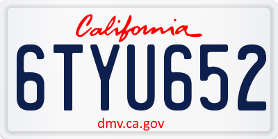 CA license plate 6TYU652