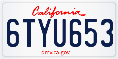 CA license plate 6TYU653