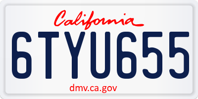 CA license plate 6TYU655