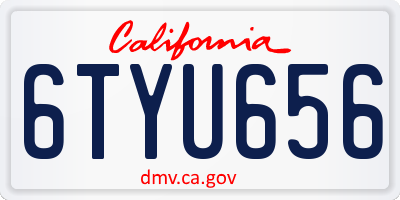 CA license plate 6TYU656