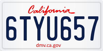 CA license plate 6TYU657