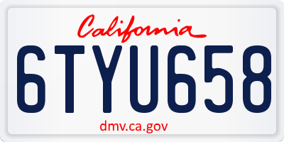 CA license plate 6TYU658