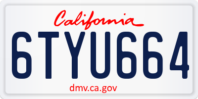 CA license plate 6TYU664