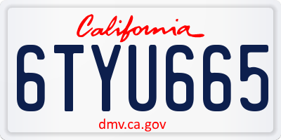 CA license plate 6TYU665