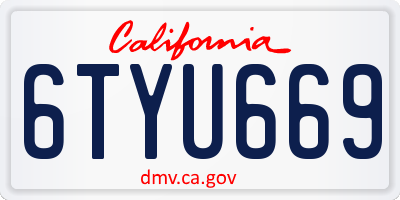 CA license plate 6TYU669