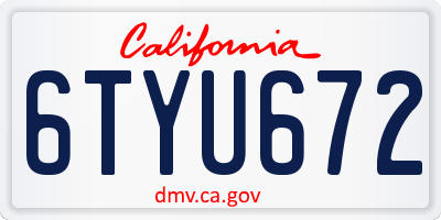 CA license plate 6TYU672