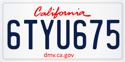 CA license plate 6TYU675