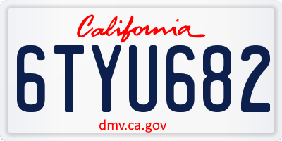 CA license plate 6TYU682