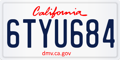 CA license plate 6TYU684