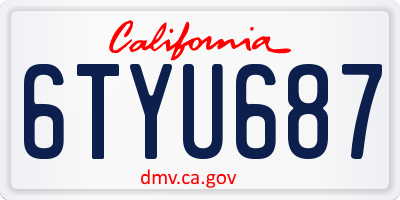 CA license plate 6TYU687