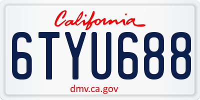 CA license plate 6TYU688