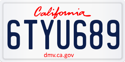 CA license plate 6TYU689