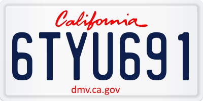 CA license plate 6TYU691