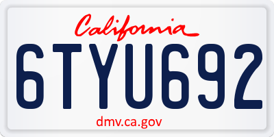 CA license plate 6TYU692