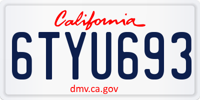 CA license plate 6TYU693