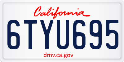 CA license plate 6TYU695