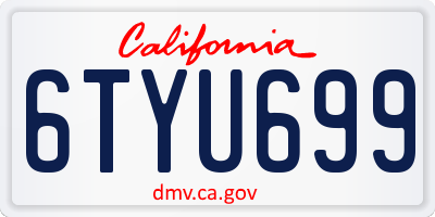 CA license plate 6TYU699