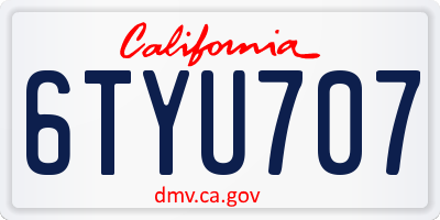 CA license plate 6TYU707