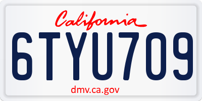 CA license plate 6TYU709