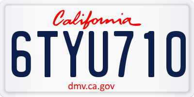 CA license plate 6TYU710