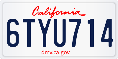 CA license plate 6TYU714