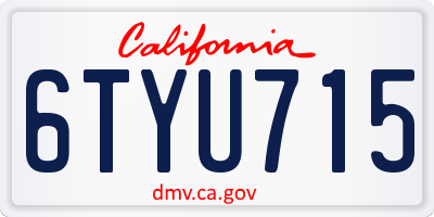 CA license plate 6TYU715