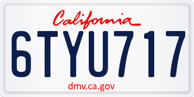 CA license plate 6TYU717