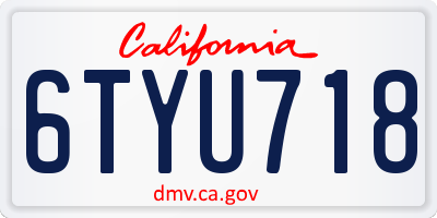 CA license plate 6TYU718