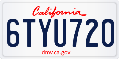 CA license plate 6TYU720