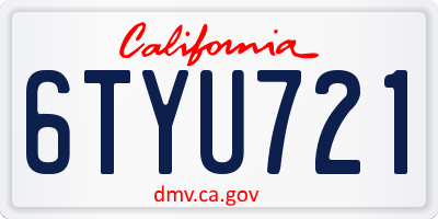 CA license plate 6TYU721